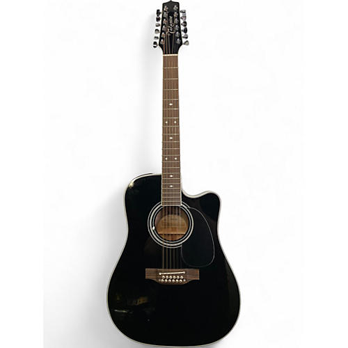 Used Takamine EF381 SC Black 12 String Acoustic Electric Guitar Black