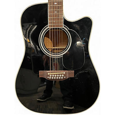 Used Takamine EF381C Black 12 String Acoustic Electric Guitar
