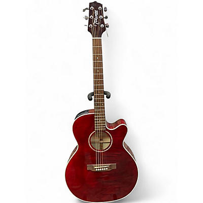 Used Takamine EG440C Crimson Red Trans Acoustic Electric Guitar