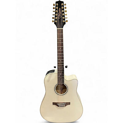 Used Takamine GD37CE12 White 12 String Acoustic Electric Guitar