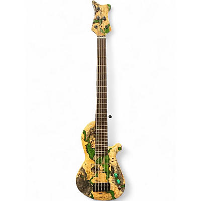 Used Tom Martinson Custom 5 Natural Burl Wood Electric Bass Guitar