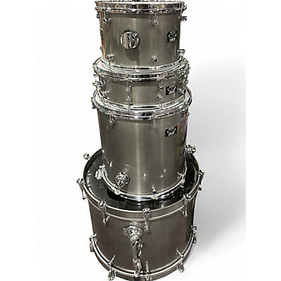Used Trick 4 Piece Aluminium Drum Set Gun Metal Grey Drum Kit