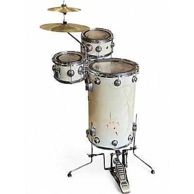 Used Trixon 3 Piece Elite Cocktail Kit Gloss White with Custom Pinstripe Drum Kit