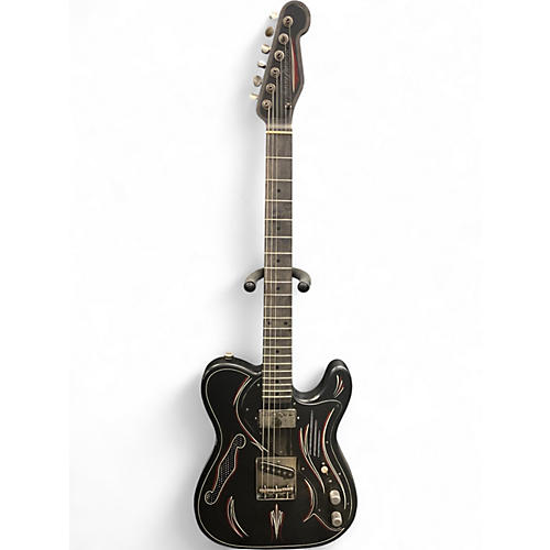 Used Trussart Pinstriped Steelcaster Black Hollow Body Electric Guitar Black