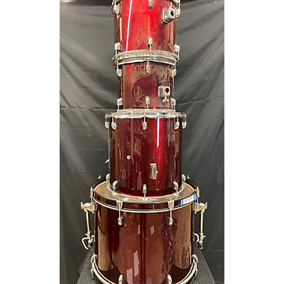 Used Unbranded 4 piece 4 Piece Drum Set With Gibbralter Rack Wine Red Drum Kit