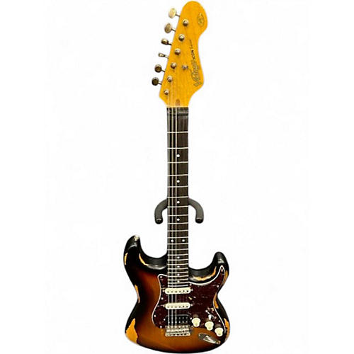 Used Vintage Icon Series V6 Distressed Solid Body Electric Guitar Distressed