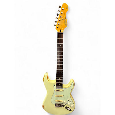 Used Vintage Icon Series V6 Worn TV Yellow Solid Body Electric Guitar