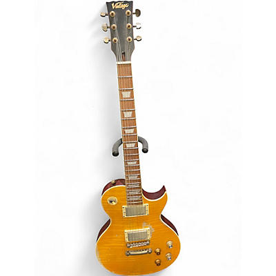 Used Vintage V100 GREENIE RELIC Lemonburst Solid Body Electric Guitar