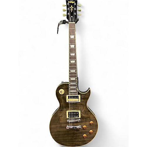 Used Vintage V100 Trans Black Solid Body Electric Guitar Trans Black