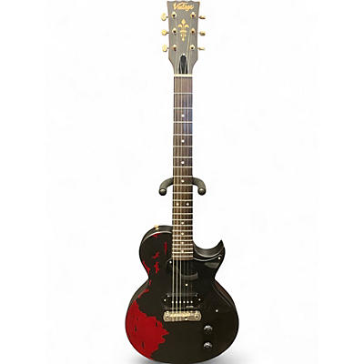 Used Vintage V120MRBK Black and Red Solid Body Electric Guitar