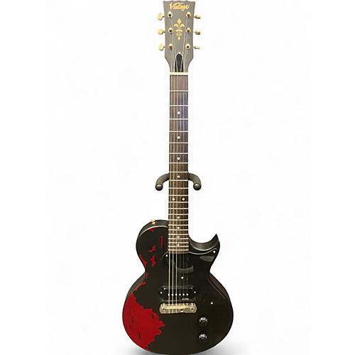 Used Vintage V120MRBK Black and Red Solid Body Electric Guitar Black and Red