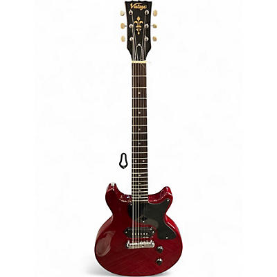 Used Vintage V130 DOUBLE CUT AWAY P90 Trans Red Solid Body Electric Guitar
