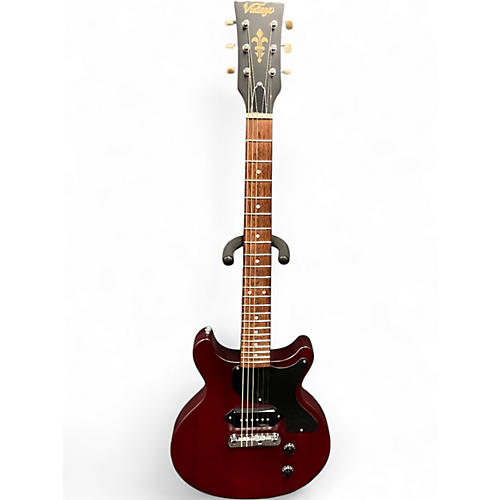 Used Vintage V130 Flat Cherry Solid Body Electric Guitar Flat Cherry