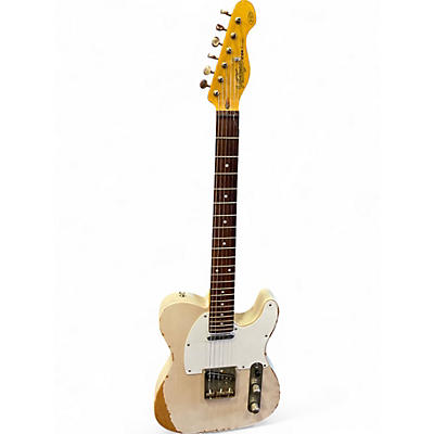 Used Vintage V62 WHITE DISTRESSED Solid Body Electric Guitar