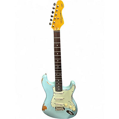 Used Vintage V6MRLB DISTRESSED BLUE Solid Body Electric Guitar