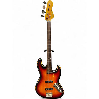Used Vintage VJ-74JP Icon Series Fretless Distressed Sunburst Electric Bass Guitar
