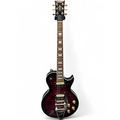 Used Vintage v100plp reissue Trans Crimson Red Solid Body Electric Guitar