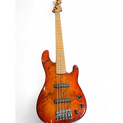 Used Warmoth J style Flame Maple Orange Burst Electric Bass Guitar