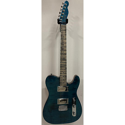 Warmoth Used Warmoth SINGLECUT HH FLAMETOP AQUA MARINE Solid Body Electric Guitar AQUA MARINE