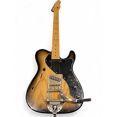 Used Warmoth Thinline T Type 2 Tone Sunburst Hollow Body Electric Guitar