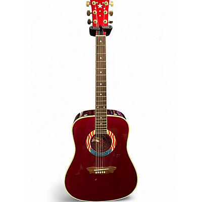 Used Washburn D200MC Candy Apple Red Metallic Acoustic Guitar