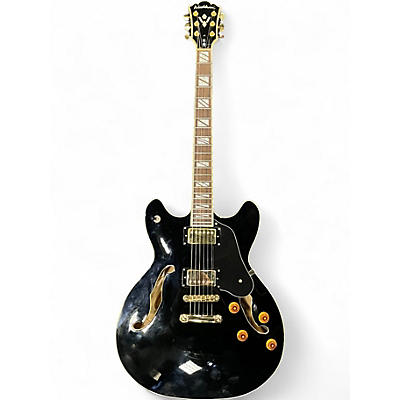 Used Washburn HB35 Black and White Hollow Body Electric Guitar