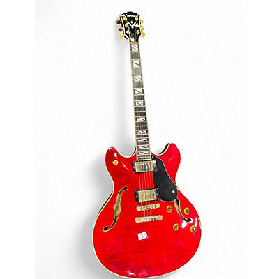 Used Washburn HB35 Trans Red Hollow Body Electric Guitar