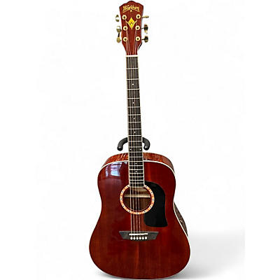 Used Washburn WD100DLMK-U Trans Crimson Red Acoustic Guitar