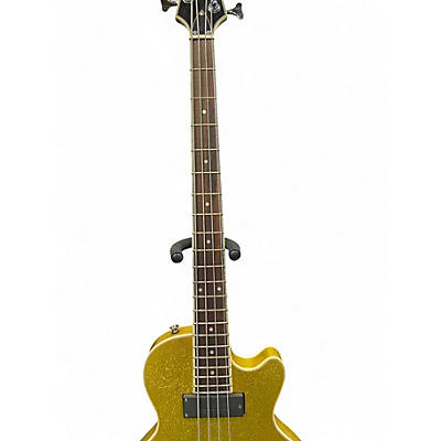 Used Waterstone Singer Singlecut gold sparkle Electric Bass Guitar