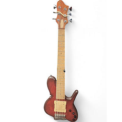 Used Wood N Tronics Zoid 6 Satin Red Electric Bass Guitar
