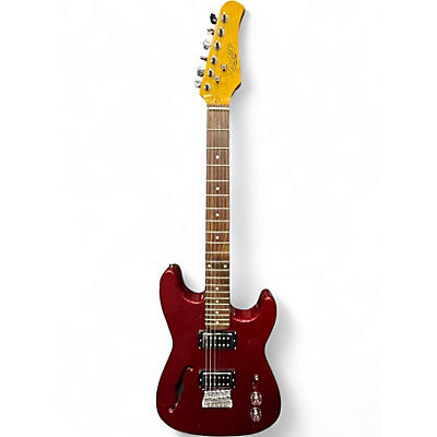 Used Xaviere Strat Style (Semi Hollow) Chrome Red Solid Body Electric Guitar