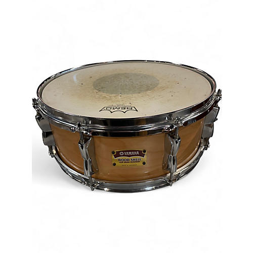 Used Yamaha 14X5.5 wood shell snare Natural Drum Natural 211