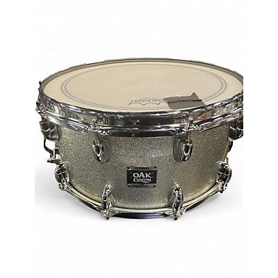 Used Yamaha 14X6.5 Oak Custom Snare Silver Sparkle Drum