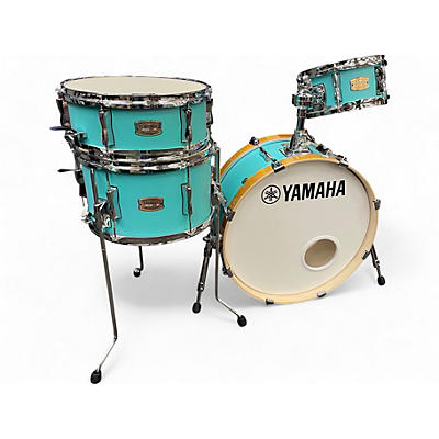 Used Yamaha 4 Piece Stage Custom Hip 4 Matte Surf Green Drum Kit