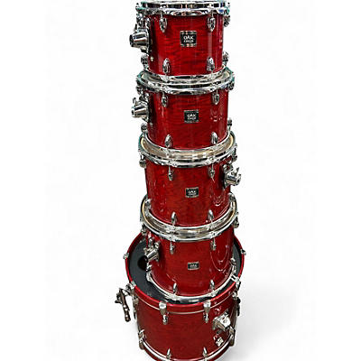 Used Yamaha 5 Piece Oak Custom Trans Red Drum Kit