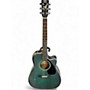 Used Yamaha FGX412CMAB Trans Green Acoustic Electric Guitar Trans Green