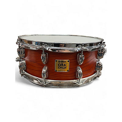 Yamaha Used Yamaha Oak Custom Snare Gold Badge Matte Sedona Red Drum