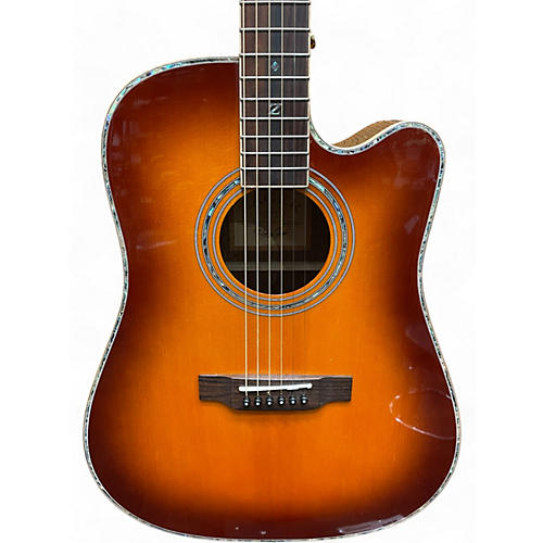 Used Zager ZAD-90CE Vintage Cherry Sunburst Acoustic Electric Guitar Vintage Cherry Sunburst