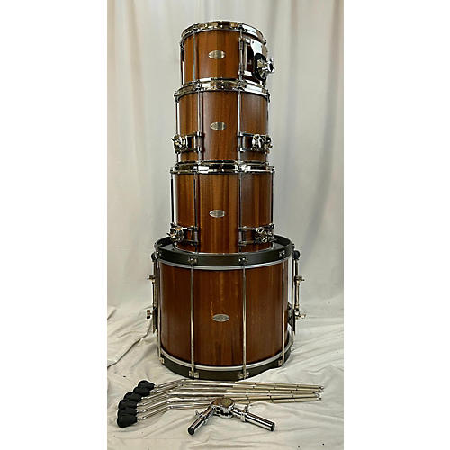 Used Zebra Drums 4 piece 1up 2 Down African Mahogany Mahogany Drum Kit Mahogany