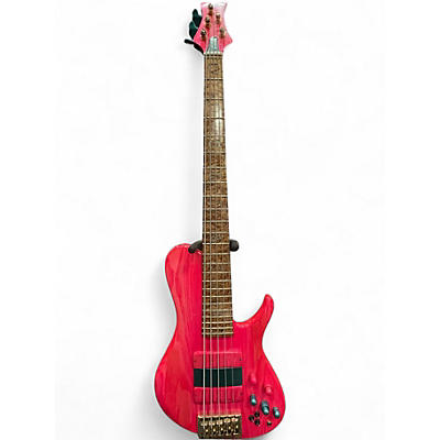 Used Zeline 5 STRING  Pink Electric Bass Guitar