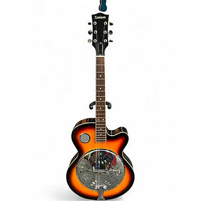 Used Zenison Steel Pan Acoustic Electric Resonator Guitar Single Cutaway  2 Tone Sunburst Acoustic Guitar