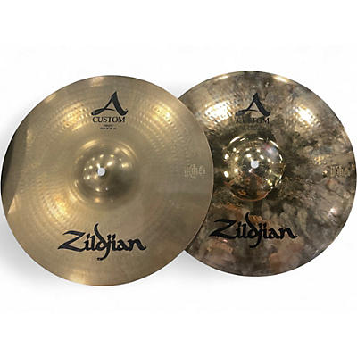 Used Zildjian 14in A CUSTOM HI HAT PAIR Cymbal