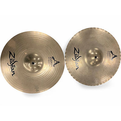 Used Zildjian 14in A Custom Hi Hat Pair Cymbal