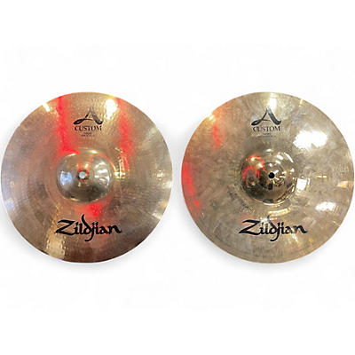 Used Zildjian 14in A Custom Hi Hat Pair Cymbal