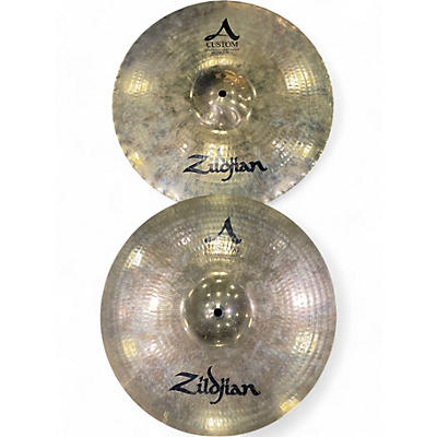 Used Zildjian 15in A Custom Hi Hat Pair Cymbal