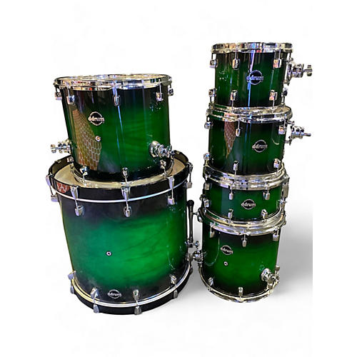 ddrum Used ddrum 6 Piece DOMINION BIRCH Ash Veneer Green Burst Drum Kit Ash Veneer Green Burst