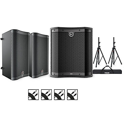 Harbinger VARI 2000 Series Powered Speakers Package With VS12 Subwoofer, Stands and Cables 10" Mains