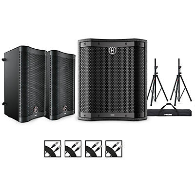 Harbinger VARI 2000 Series Powered Speakers Package With VS12 Subwoofer, Stands and Cables 8" Mains