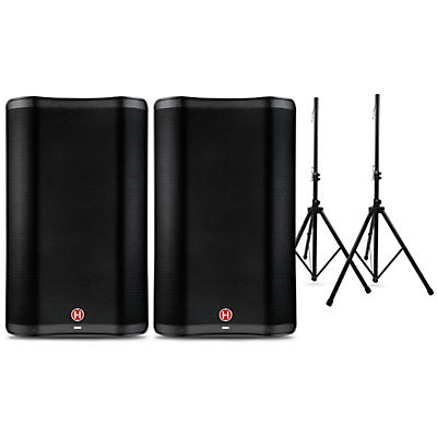 Harbinger VARI 2300 Series Powered Speakers Package With Speaker Stands
