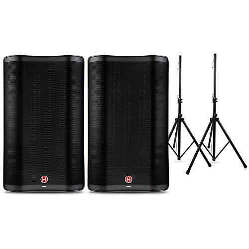 Harbinger VARI 2300 Series Powered Speakers Package With Speaker Stands 15
